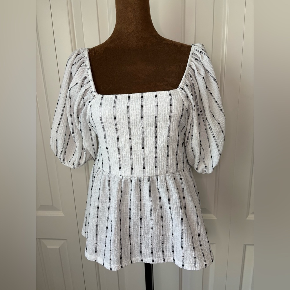 Madewell Puff-Sleeve Empire Top, Size Small